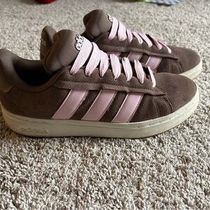 Adidas Women's Grand Court Alpha Sneakers in Brown and Pink